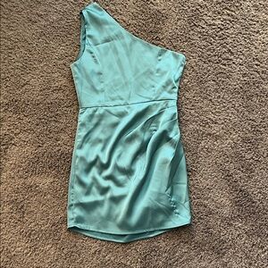Lulus Elegant One-Shoulder Teal Dress